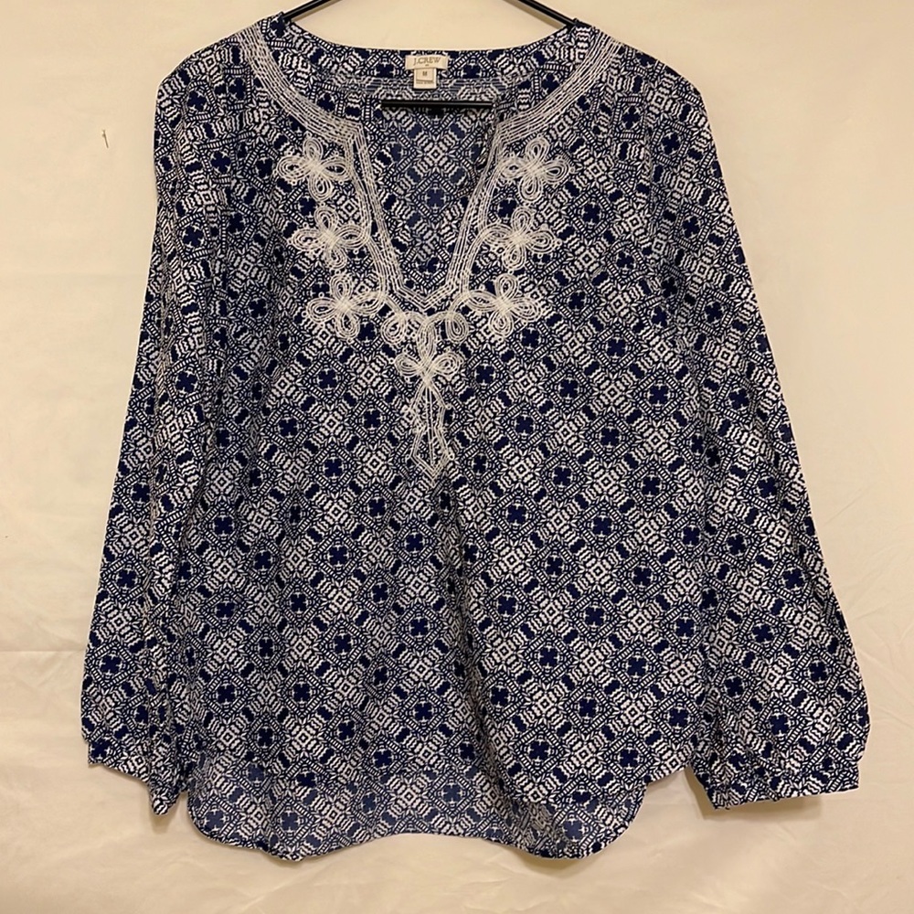 J Crew Embroidered long sleeve top
